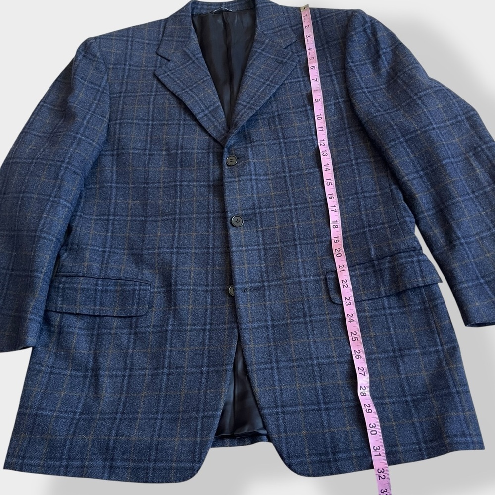 Vintage 90s Canali Men’s Blazer – Italian Wool Cashmere, Plaid, Size 52 - Picture 12 of 15